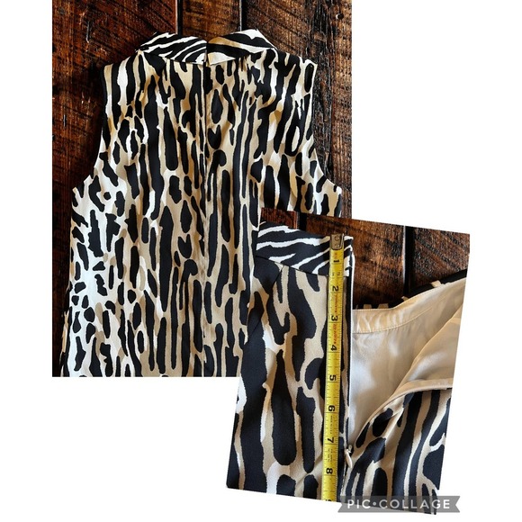 St. John Couture Sleeveless Silk Margay Cat Animal Print High Neck Top T… - Picture 6 of 14
